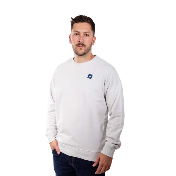 Poleron Hombre Crew Neck Minilogo Gris Claro Hang Loose - Imagen 3