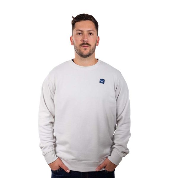 Poleron Hombre Crew Neck Minilogo Gris Claro Hang Loose
