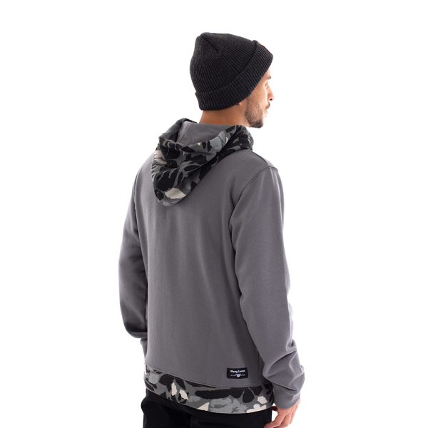 Polerón con cierre hasta el gorro hombre y camuflaje gris hang loose - Imagen 4