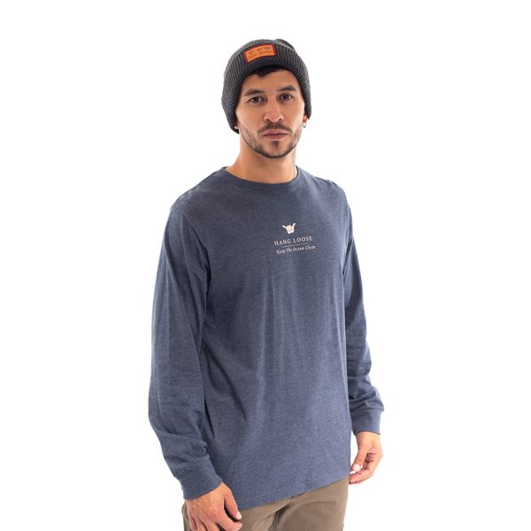 Polera manga larga hombre hang loose gris melange - Imagen 3