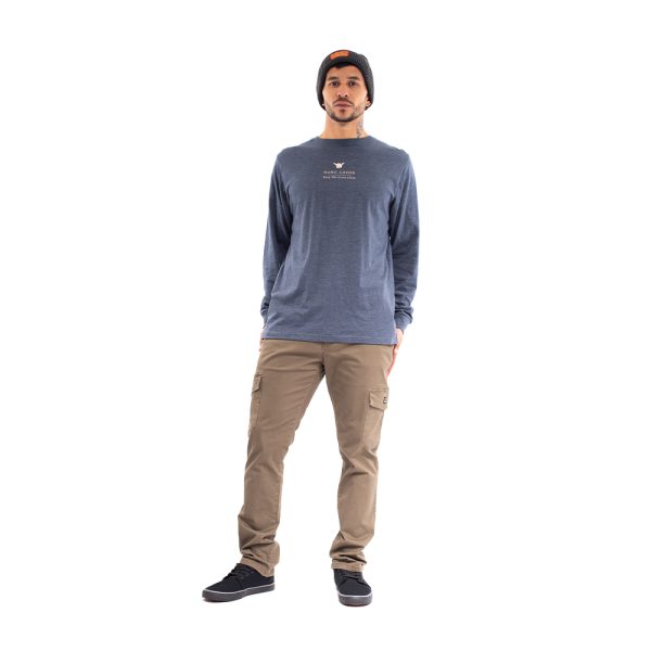 Polera manga larga hombre hang loose gris melange - Imagen 6