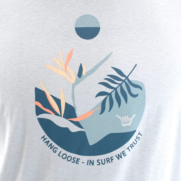 Polera manga corta hombre hang loose celeste in surf we trust - Imagen 4