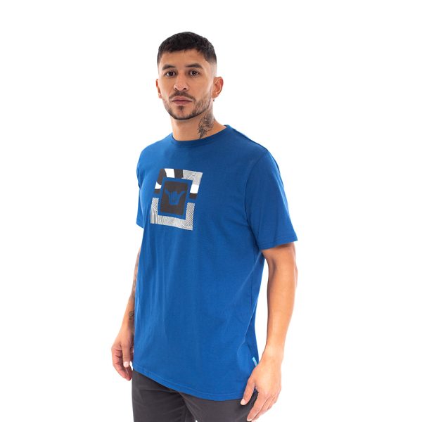 Polera manga corta hombre hang loose azul con mano - Imagen 3