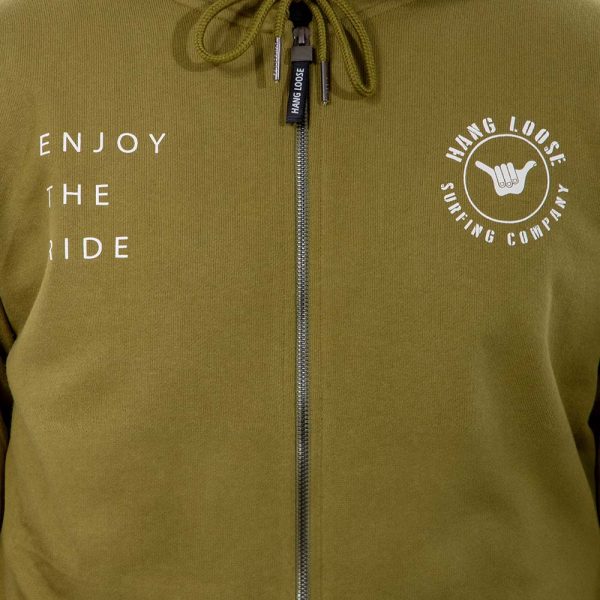 Poleron Hombre Full Zipper Dublog Verde Musgo Hang Loose - Imagen 5