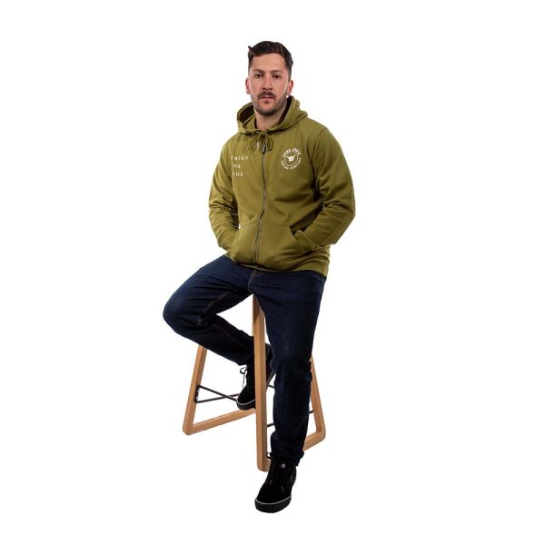 Poleron Hombre Full Zipper Dublog Verde Musgo Hang Loose - Imagen 6