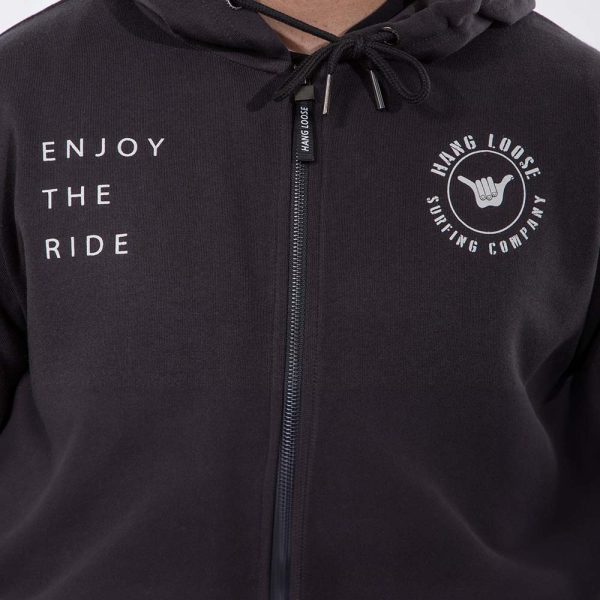 Poleron Hombre Full Zipper Dublog Gris Oscuro Hang Loose - Imagen 5