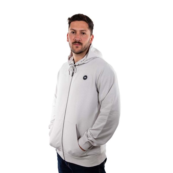 Poleron Hombre Full Zipper Logolabel Gris Claro Hang Loose - Imagen 4