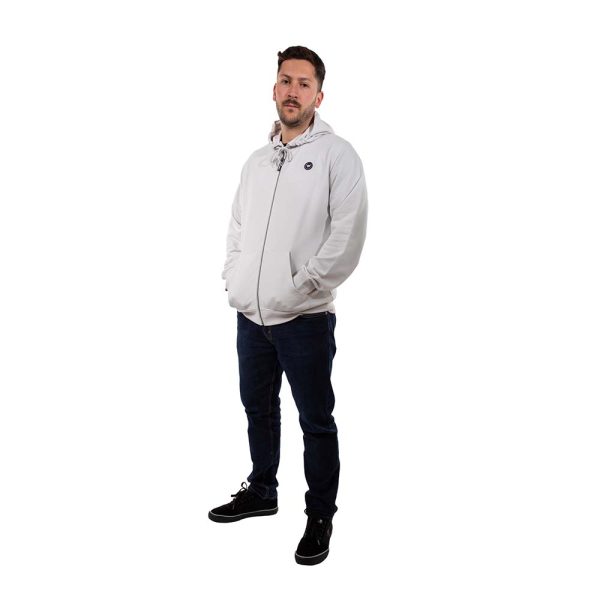 Poleron Hombre Full Zipper Logolabel Gris Claro Hang Loose - Imagen 6
