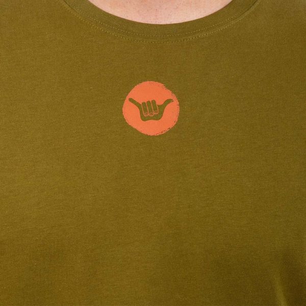 Polera Manga Corta Hombre Mountain Verde Musgo Hang Loose - Imagen 5