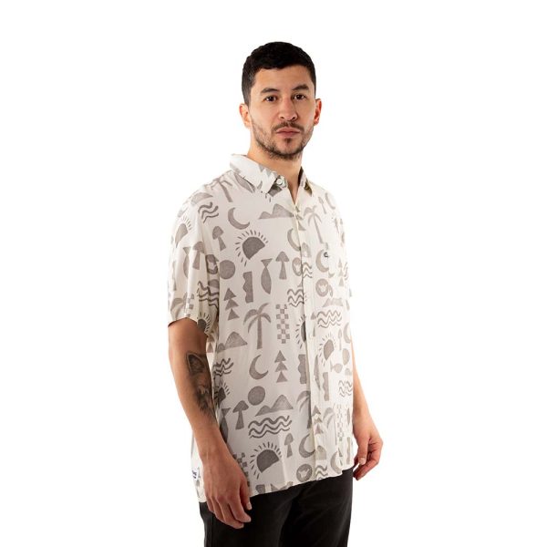 Camisa Guayabera Hombre Elements Beige Hang Loose - Imagen 4