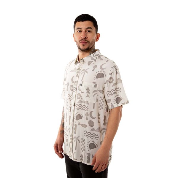 Camisa Guayabera Hombre Elements Beige Hang Loose - Imagen 5