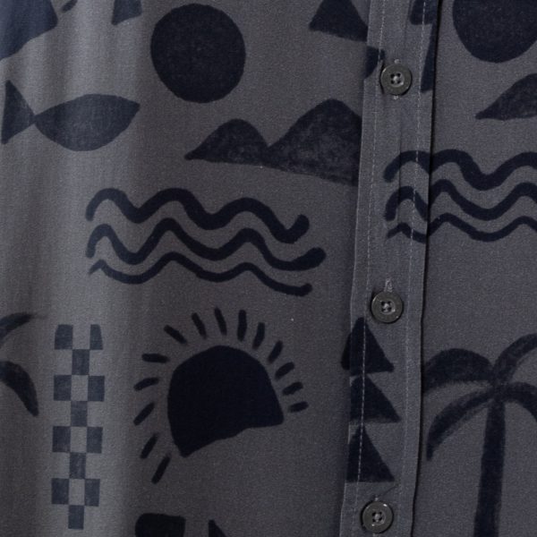 Camisa Guayabera Hombre Elements Gris Oscuro Hang Loose - Imagen 2