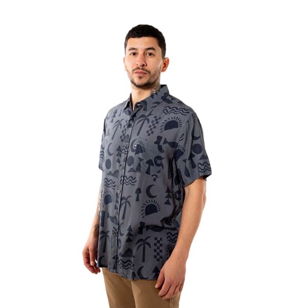 Camisa Guayabera Hombre Elements Gris Oscuro Hang Loose - Imagen 5