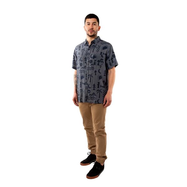 Camisa Guayabera Hombre Elements Gris Oscuro Hang Loose - Imagen 6