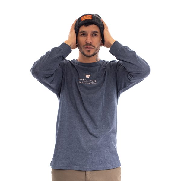 Polera manga larga hombre hang loose gris melange