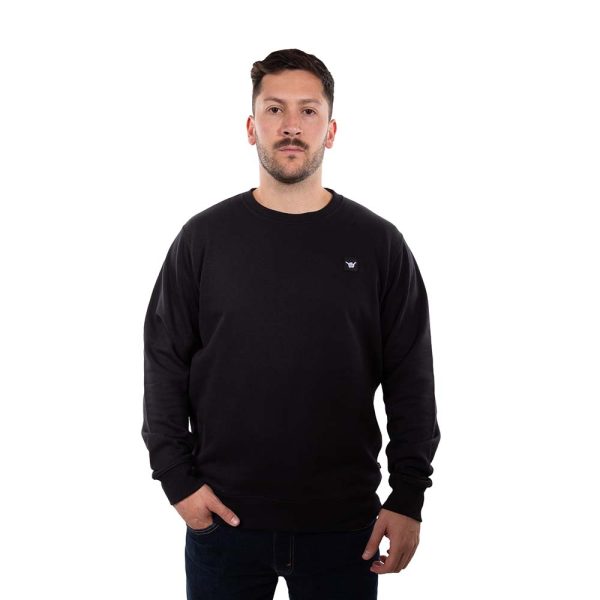 Poleron Hombre Crew Neck Minilogo Negro Hang Loose