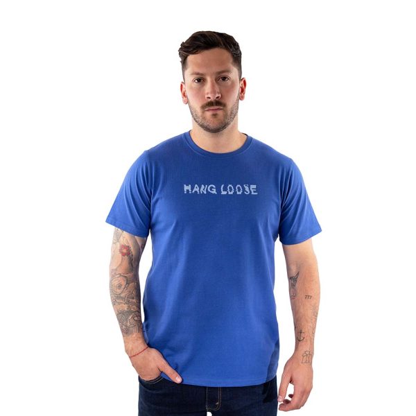 Polera Manga Corta Hombre Distortion Azul Hang Loose