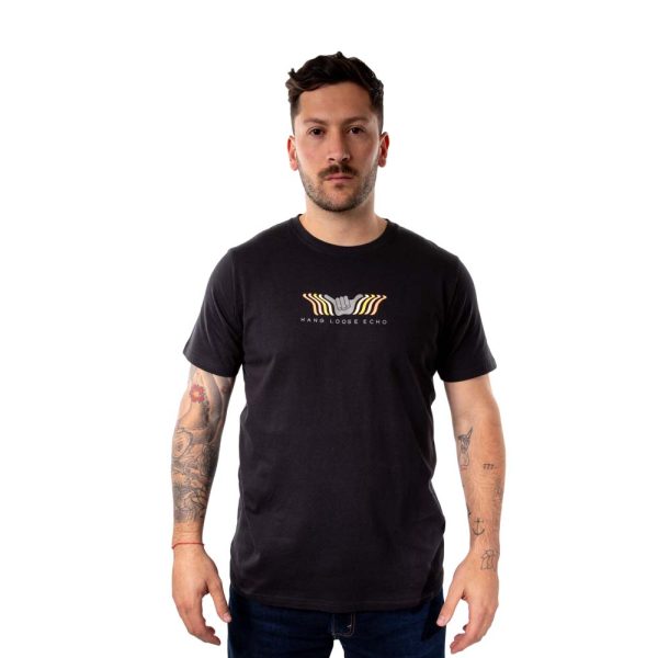 Polera Manga Corta Hombre Echo Negro Hang Loose
