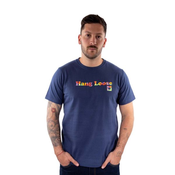 Polera Manga Corta Hombre Spray Azul Hang Loose