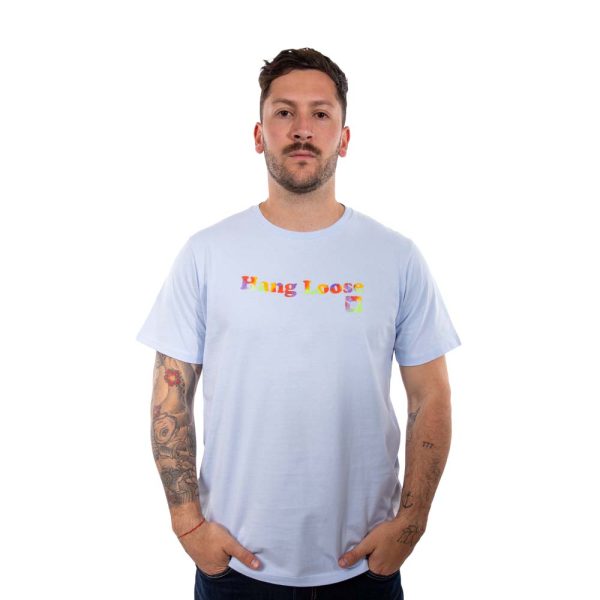 Polera Manga Corta Hombre Spray Celeste Hang Loose